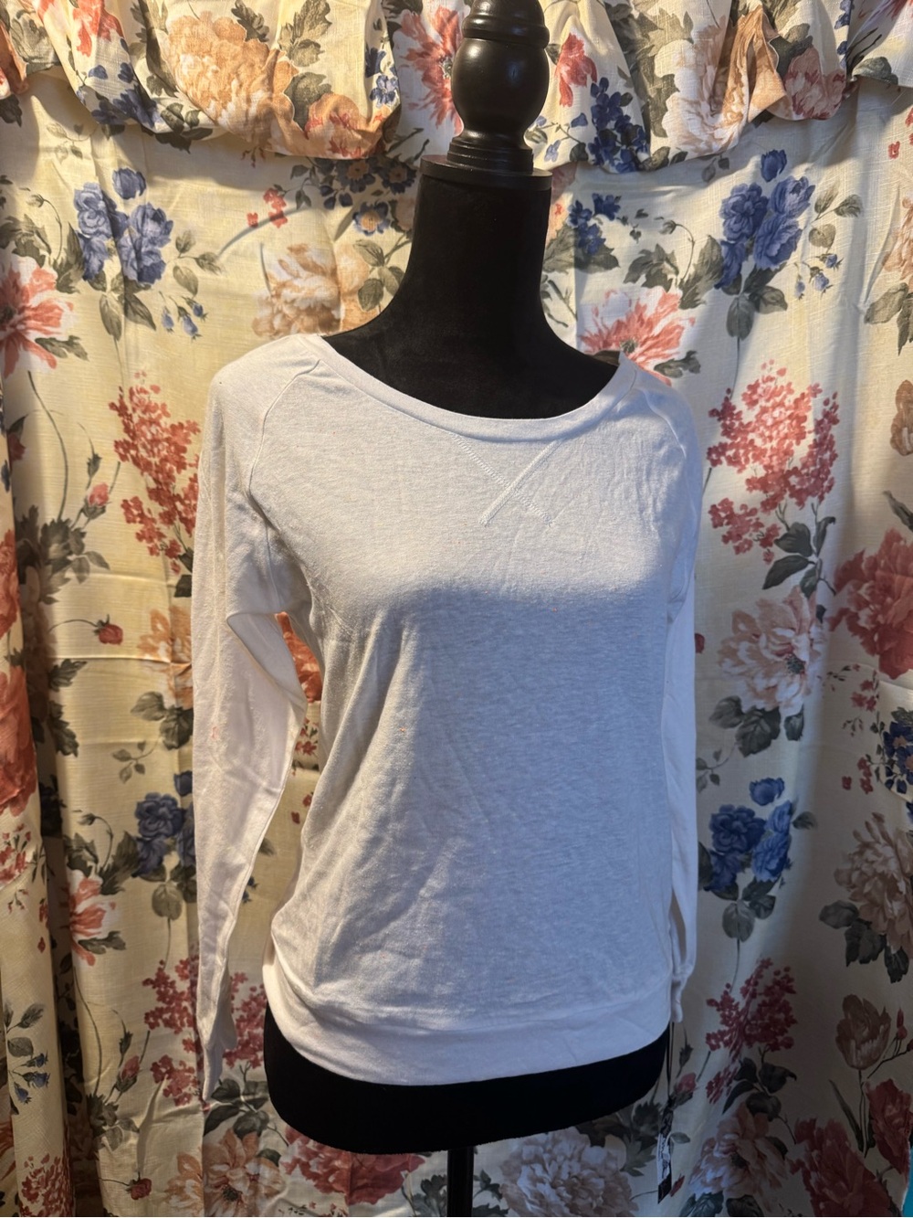 Poof! White Long-Sleeve Boatneck Top